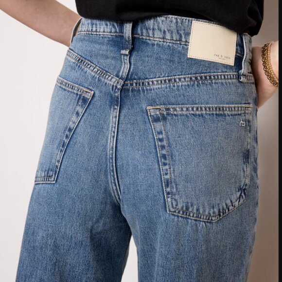 Rag Bone Sofie Crop Wide Leg Jeans Fold Over Hem Fray Womens 26 Blue High Rise - Picture 4 of 6